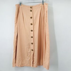 Madewell Patio Button Front Midi Skirt Peach Size 10